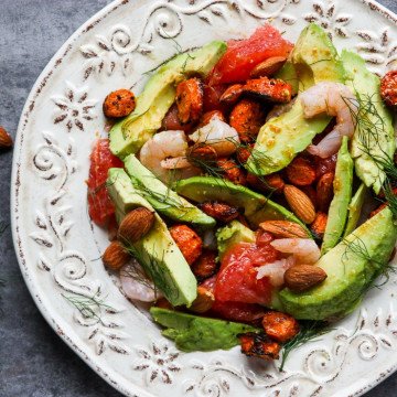 A plate of food, with Salad
