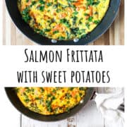 A slice of frittata on a white plate.