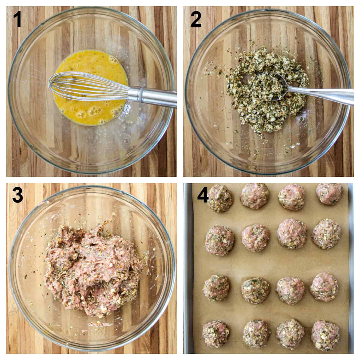 The four steps in the recipe process, numbered.