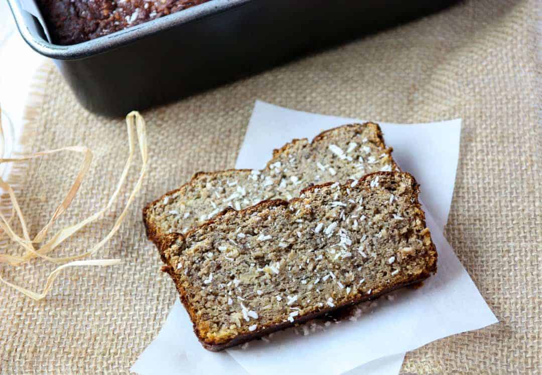 Two slices of banana bread