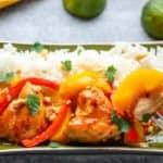 A plate of food, with Chicken