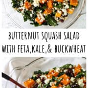 Butternut squash salad in a glass bowl.