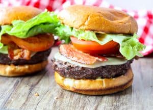 Grilled Chipotle Bacon, Lettuce & Tomato Cheeseburges