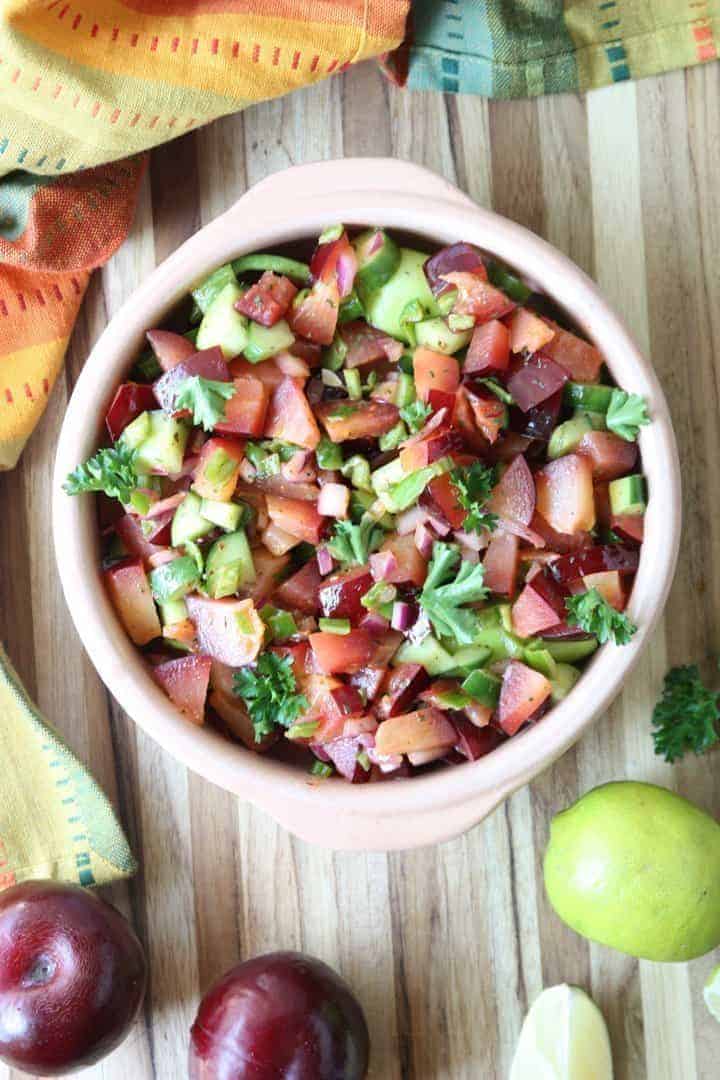 A bowl of fruit salsa