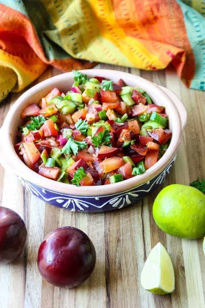 Fresh Plum Salsa with Lime & Cucumber