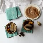 Two drinks in glasses with cinnamon sugar on a plate