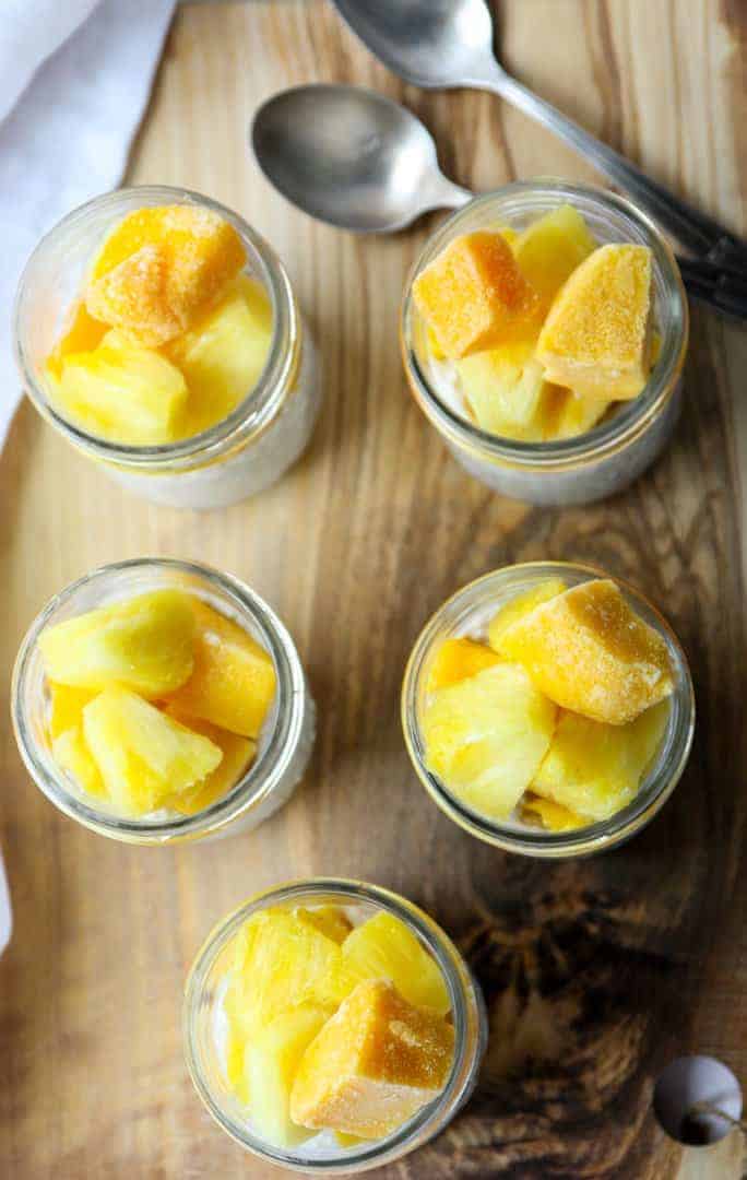 Four jars of mango chunks