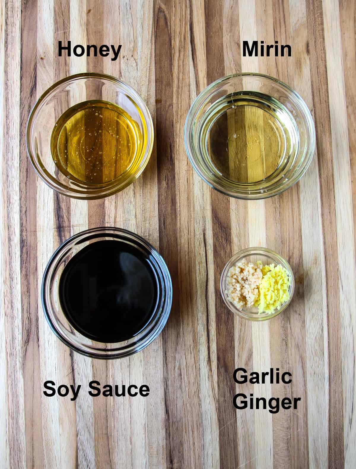 The Ingredients to make this recipe on a wooden board.