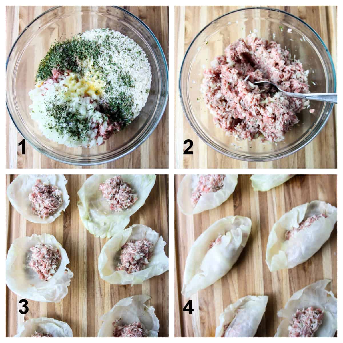 Steps1 through 4 of making this recipe.