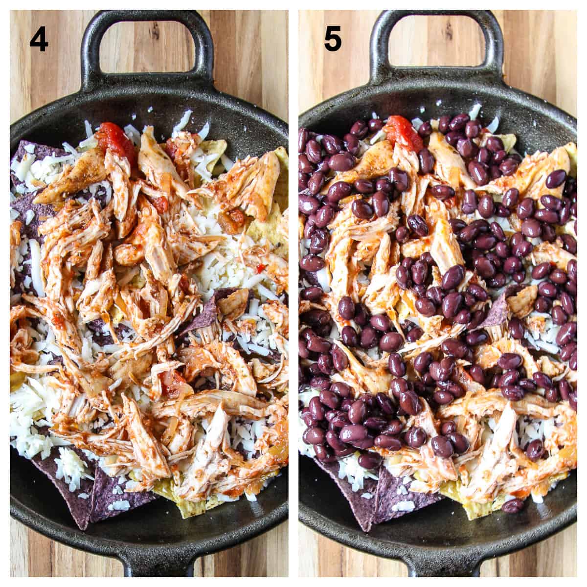 A layer of turkey is added, then a layer of beans.