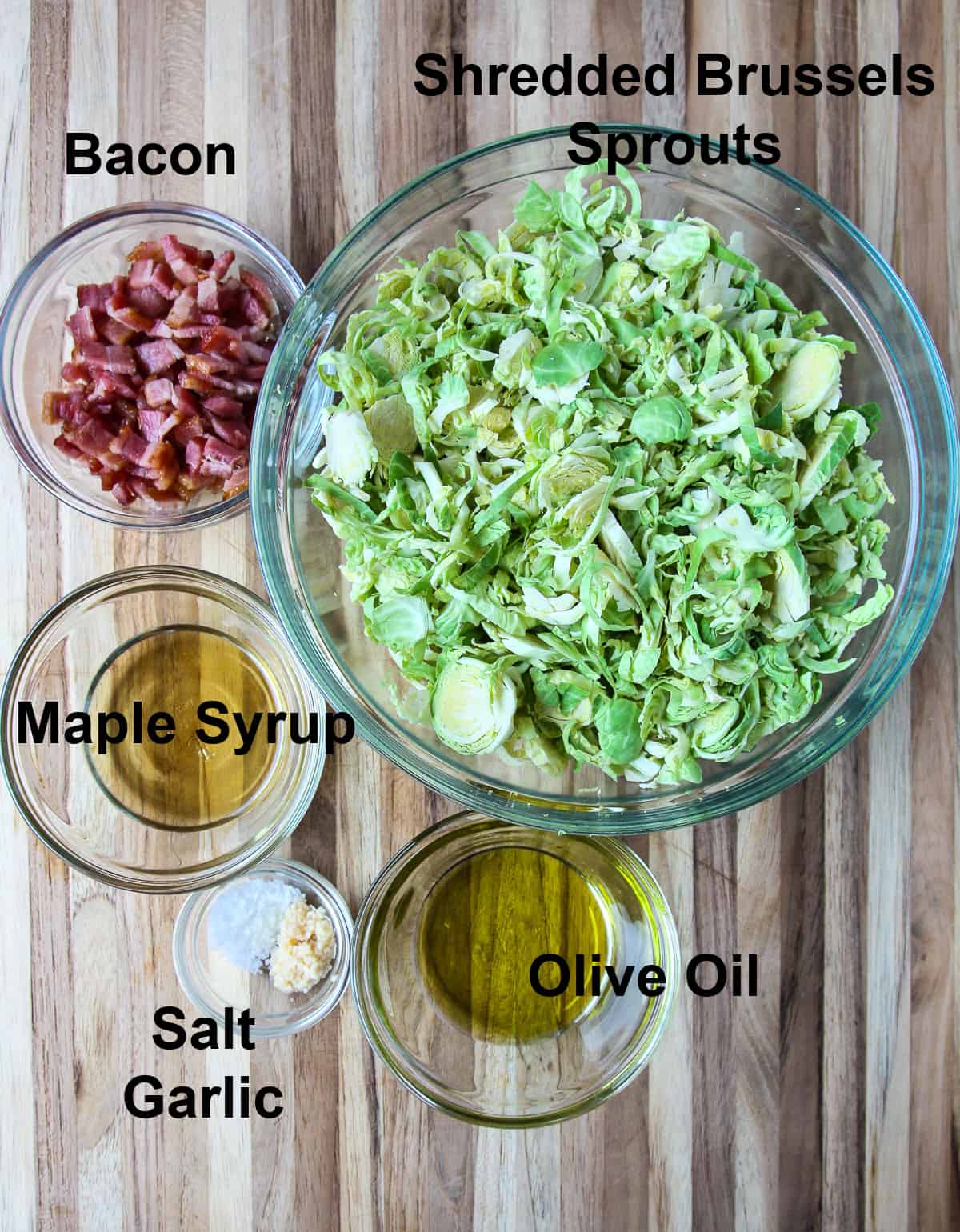 The ingredients to make this recipe on a wooden board.