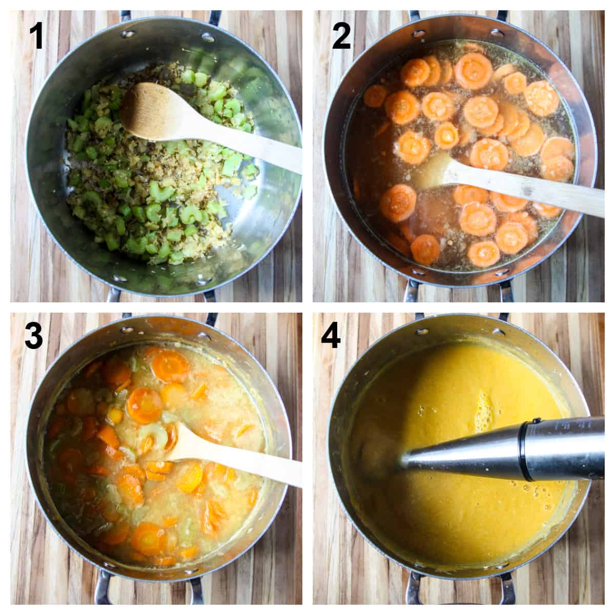 The four steps to make the soup.