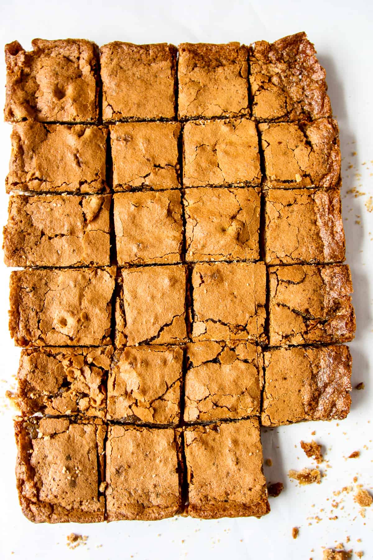 Butter tart cut into squares.