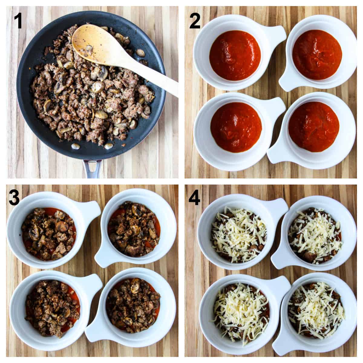 A collage showing the first four steps of the recipe.