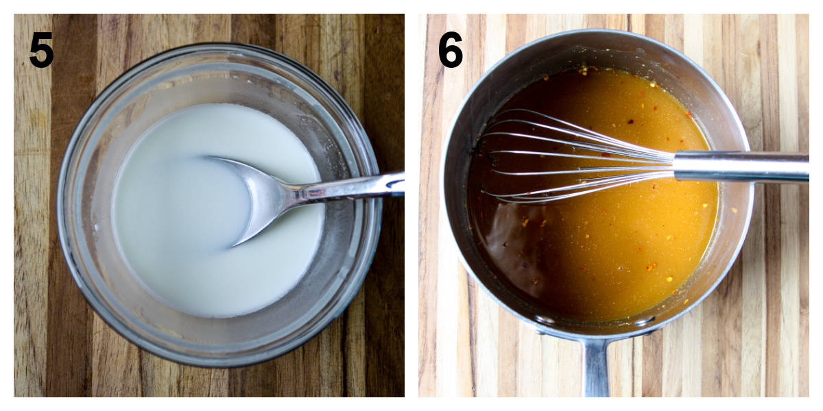 Process shots of making the sauce.