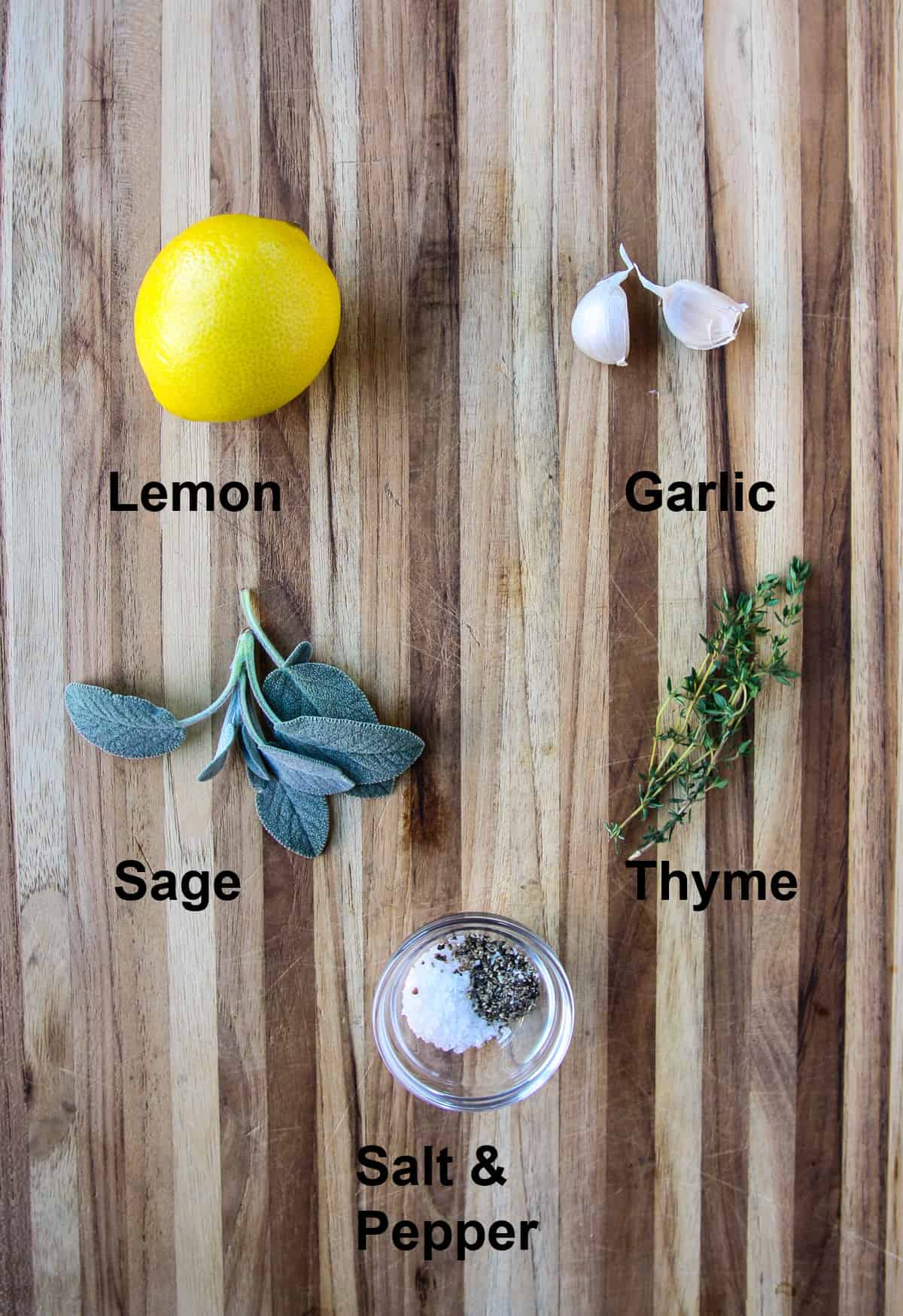 The herbs and seasonings needed for this recipe.