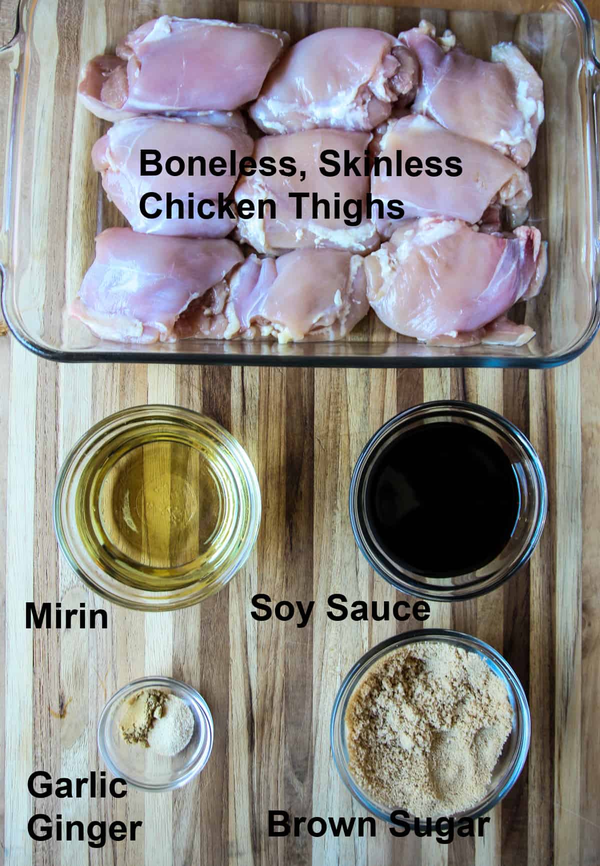 The ingredients needed to make this recipe on a wooden board.