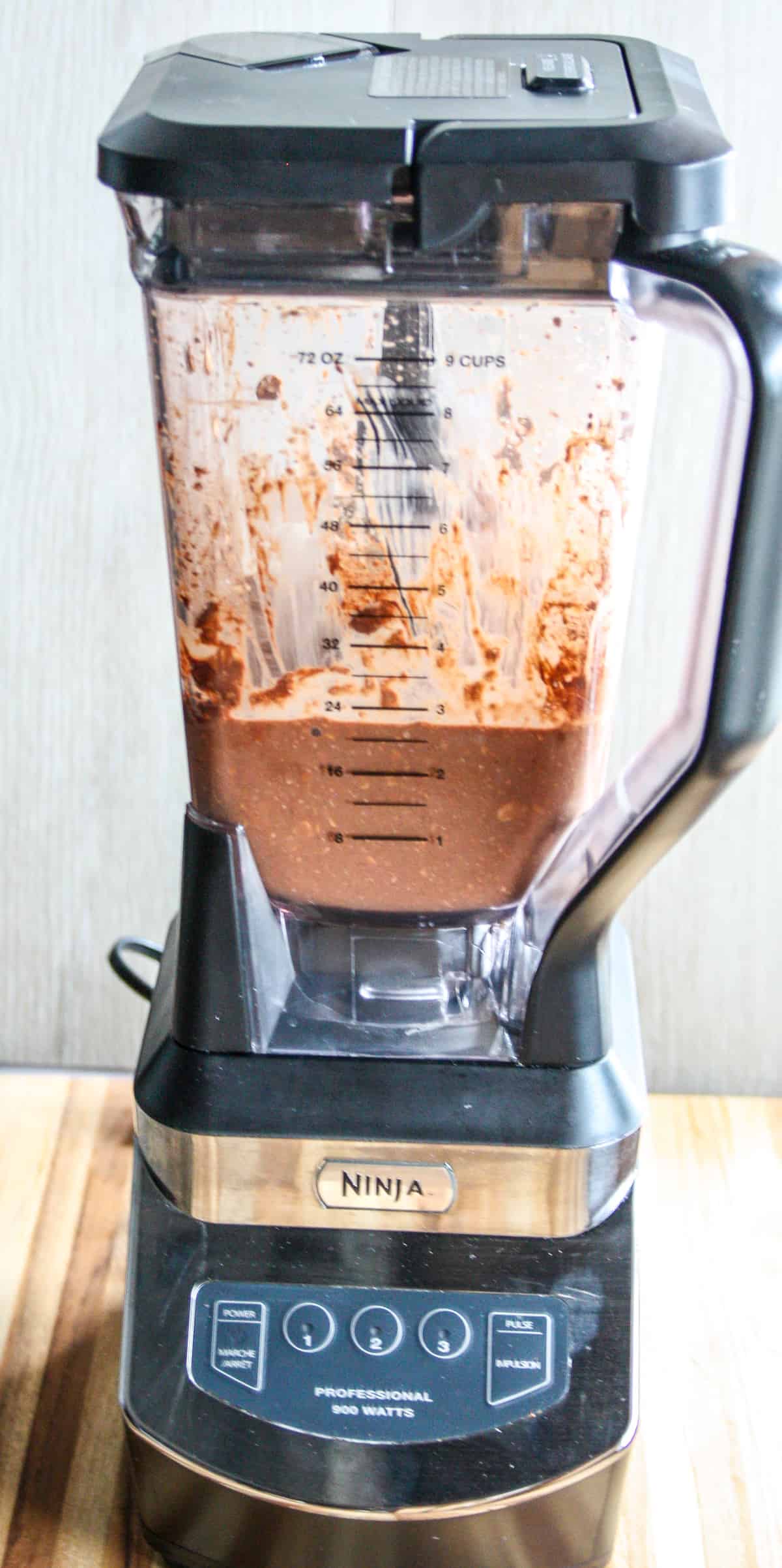 All the recipe ingredients in a blender.