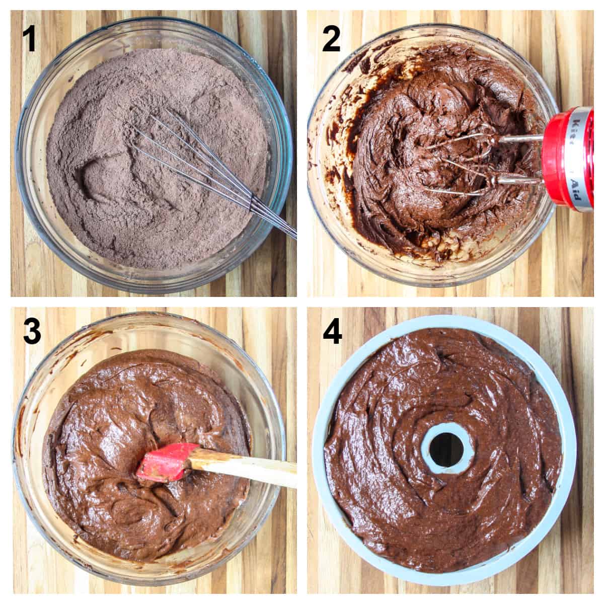 The steps for making the cake.