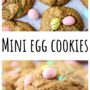 A stack of three mini egg cookies.