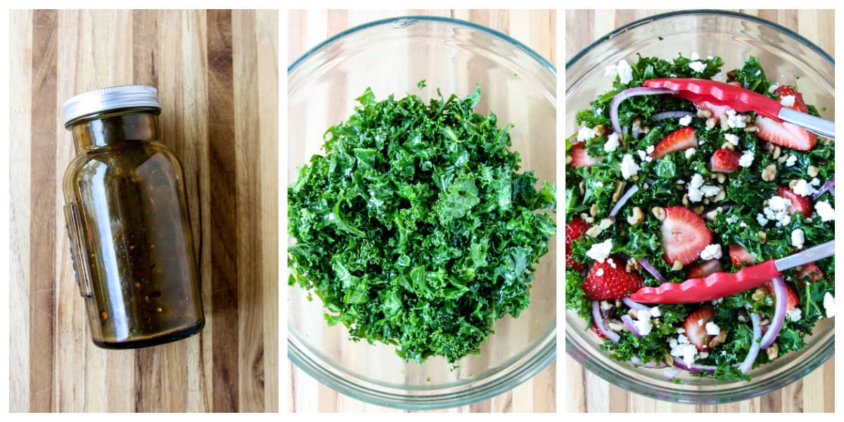 The process of making the salad in step by step photos.